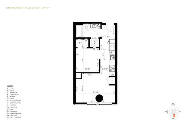 Urban 1 Bedroom U1 1104 floor plan
